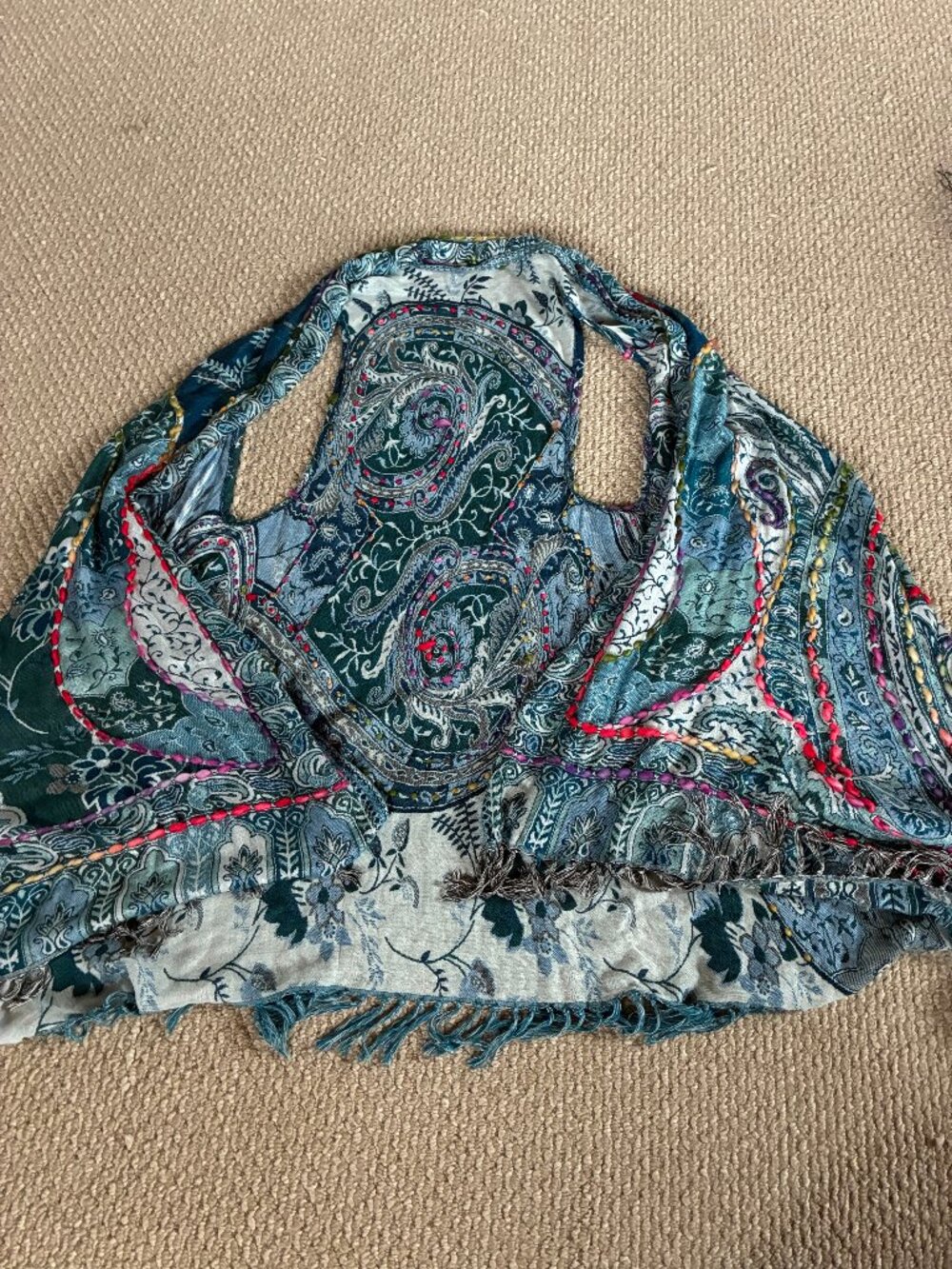 Women’s Sleeveless Embellished Vest 100% Paisley One Size Boho Festival